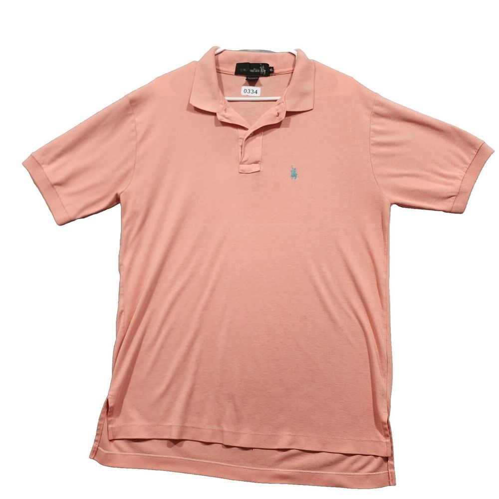Polo Ralph Lauren Polo Shirt Mens XL Pink Solid Black Label 35% Cotton Vintage